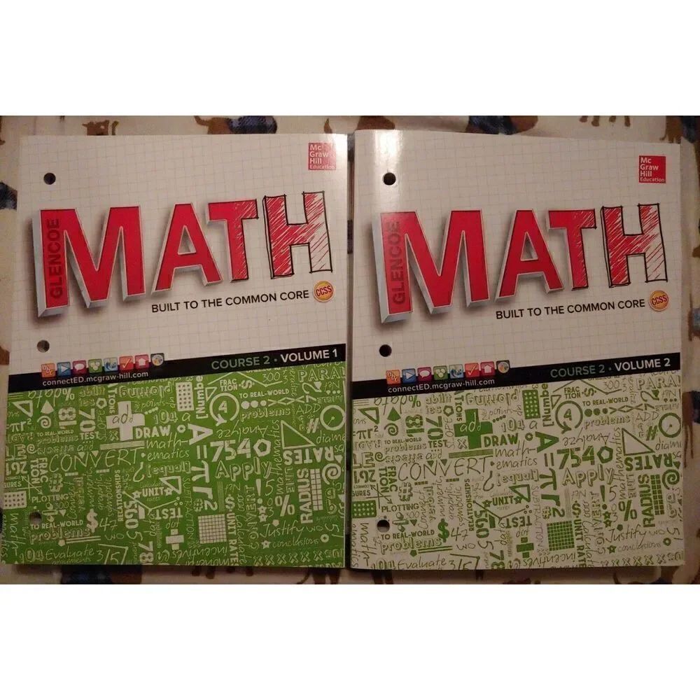 NEW! McGraw Hill Math GLENCOE 2015 Course 2; Volumes 1 & 2 student editions